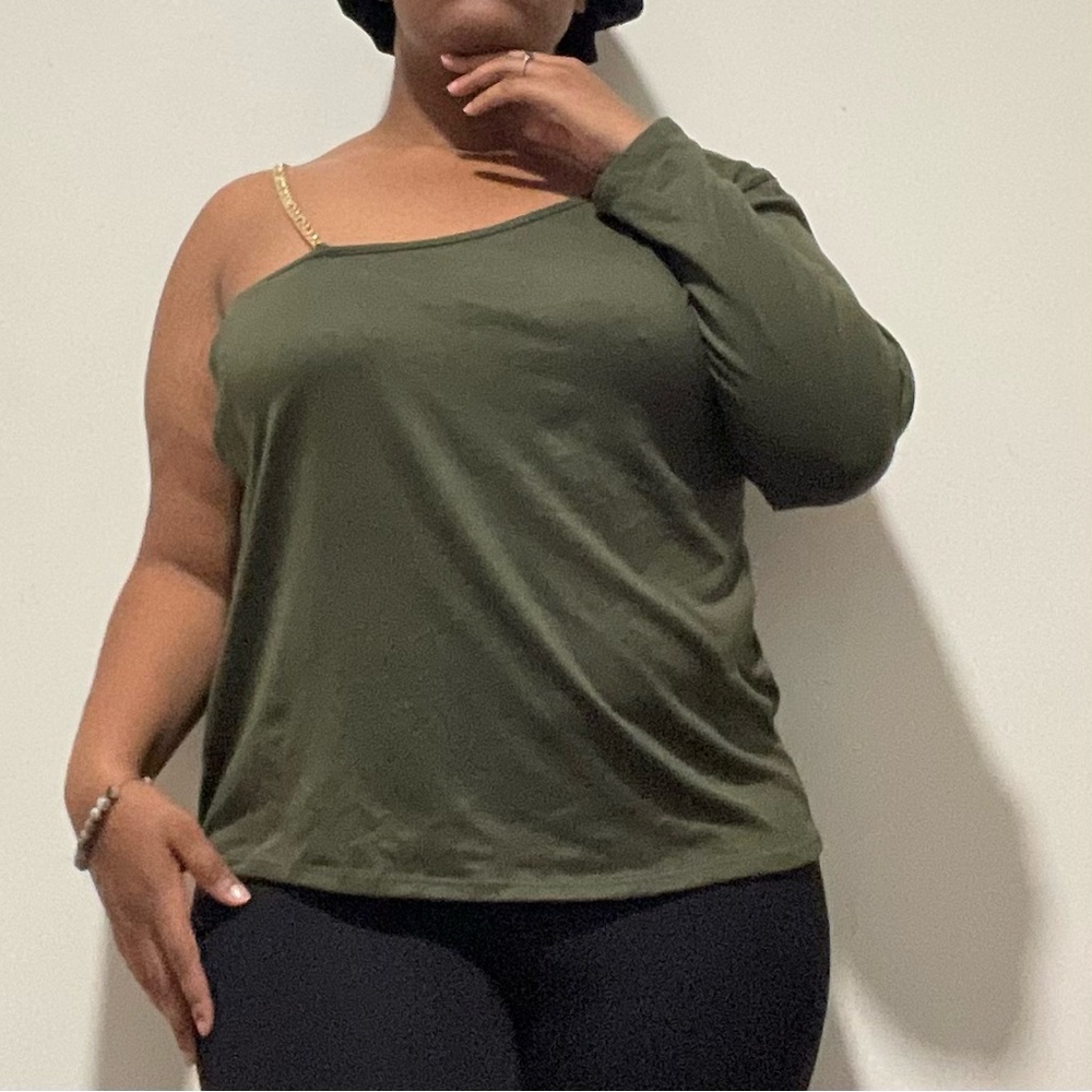 Asymmetrical Green Blouse